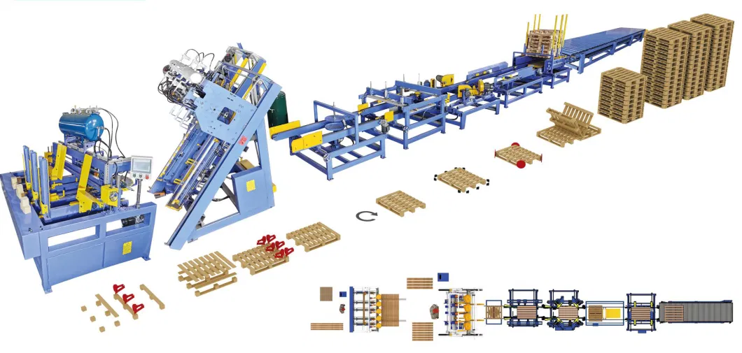 1 Automatic Nailing Machine 2 Automatic Palletizier 3 Transport Platform