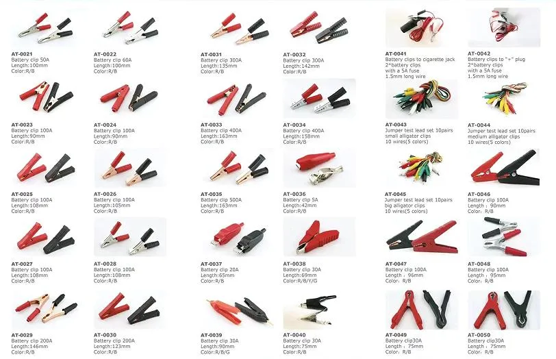 Wholesale Battery Storage Clips Black Red 100A Pure Copper/Brass Medium Connecting Wire Battery Spring Clamp