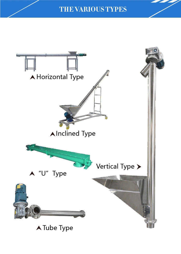 Powder Grain Feeder Lifting Inclined Flexible Spiral Screw Conveyor