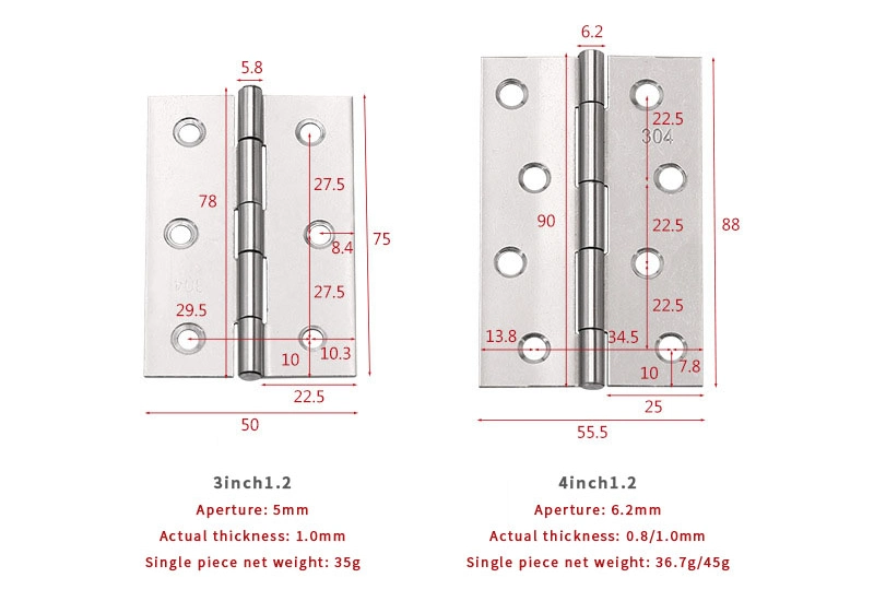 1.5/2/2.5/3/4 Inches Small Wooden Box Pivot Casement Door Stainless Steel Flat Hinge for Heavy Duty Hardware