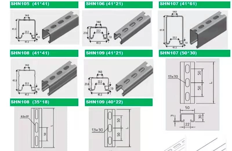 Photovoltaic Bracket Installation Guide Rail Solar Panel Bracket Installation U-Shaped Steel Zinc-Aluminum-Magnesium Exported to Many Countries