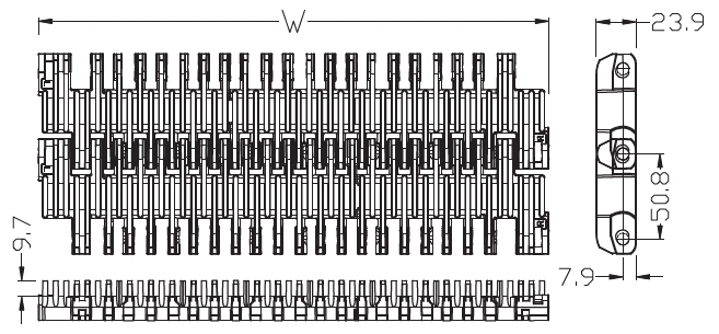 3110 Raised Rib Modular Plastic Conveyor Chain Belt for Pasteurizers, Coolers and Warmers.