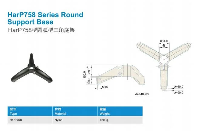 Harp758 Plastic Round Support Base Tripod for Conveyor System