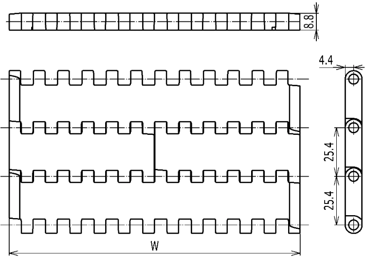 Haasbelts Chains Flat Top Qnb Series Modular Plastic Belt Straight Run 25.4mm Pitch