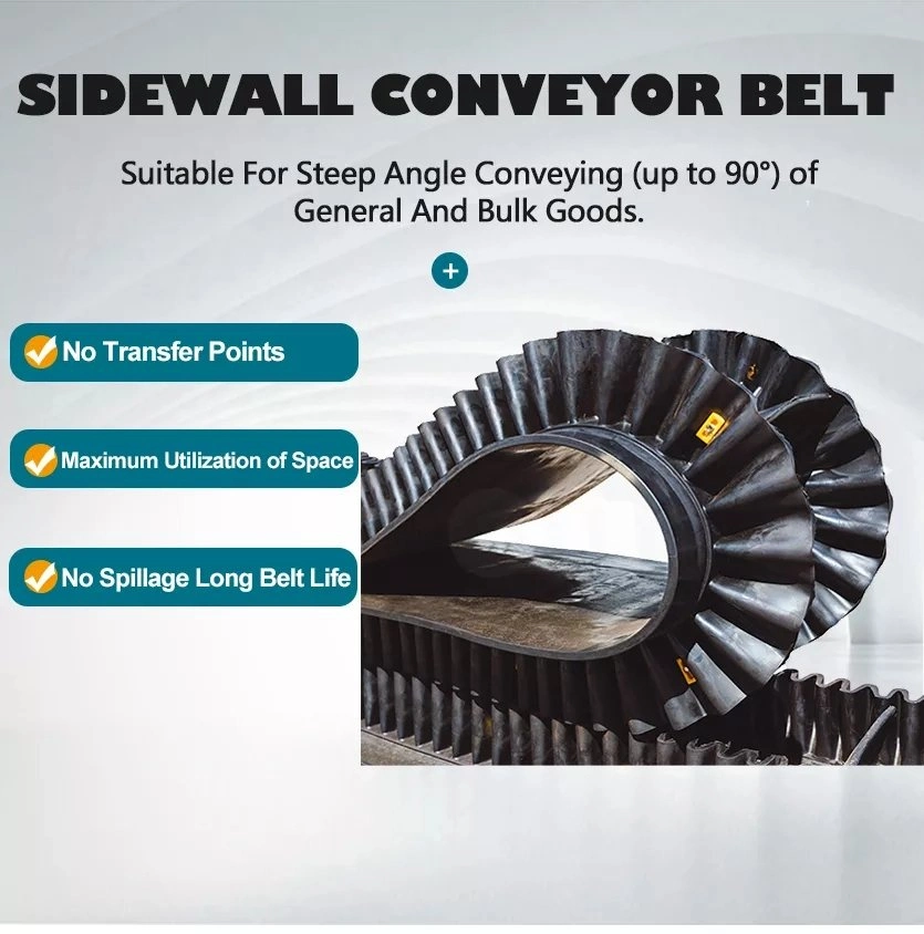 Allowed Belt Width Mining Conveyor Sidewall Cleated Corrugated Conveyor Belt