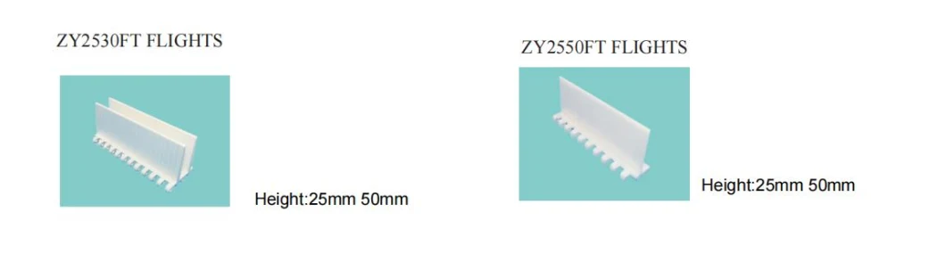 Zy2550FT Plastic Flat Top Modular Belts Flights Height 25mm 50mm