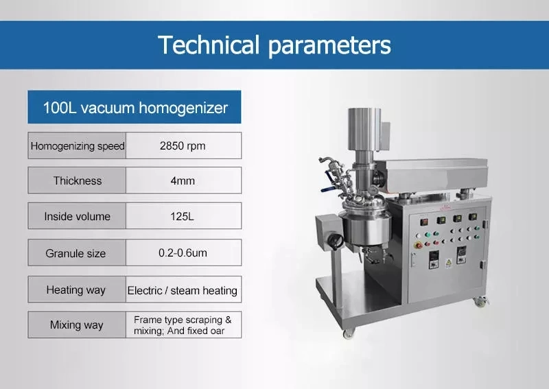 Cosmetics Food Emulsifying Mixer Vacuum Homogenizing Emulsifying Mixing Machine