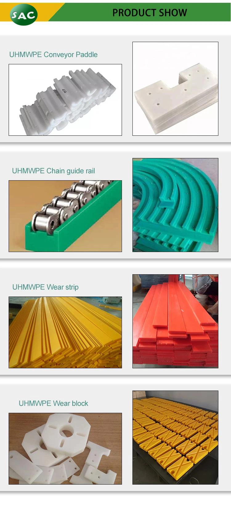 China UHMWPE Conveyor Side Guide Rail / HDPE Virgin Chain Guide Strip / OEM Colored UHMWPE Chain Guide
