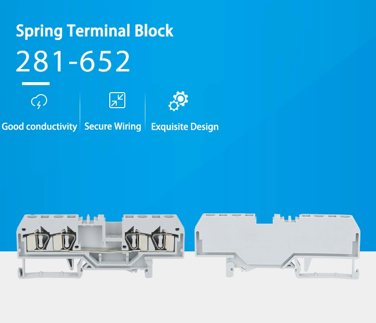 281-652 4mm Spring Cage Connection Terminal for DIN Rail