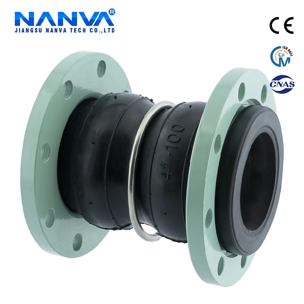 Double Ball Flexible Wound Rubber Soft Joint with Pressure Ring National Standard Flange Soft Connection Expansion Joint DN50
