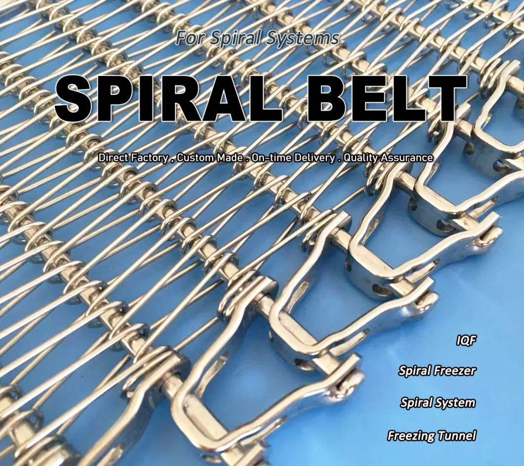 Stainless Steel Belting Spiral Conveyor Belts Reduced Radius Belts for Food Plants, Food Machines