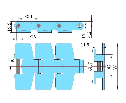 Monorey Chains 880bo-K325 Side Flexing Chain Plastic Conveyor Belt Tabletop Chain for Beverage