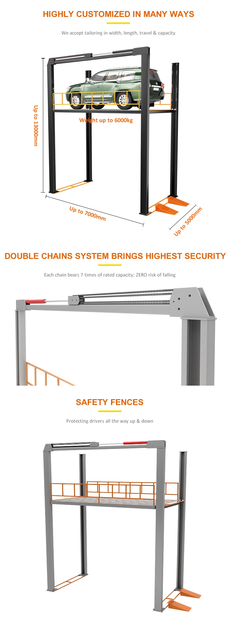 CE Certification Car Elevator Four Post Car Cargo Conveyor Lift