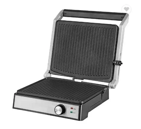 Non Stick Coated Plates Opens 180 Degrees to Fit Any Type or Size of Food Stainless Steel Surface Electric Grill Contact