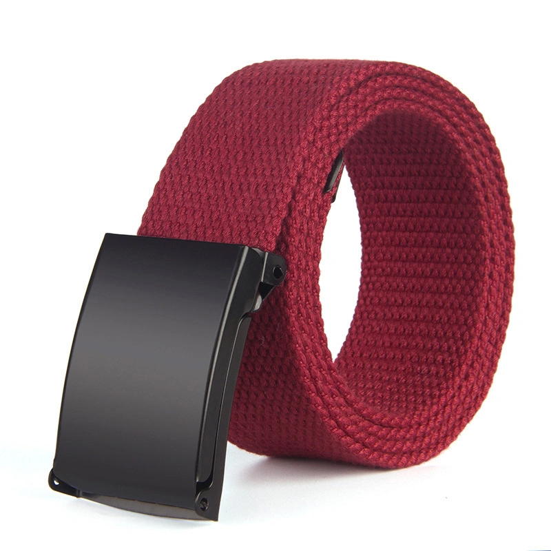 Webbing Canvas Outdoor Web Belt Premium Mens Canvas Belt with Flip-Top Solid Black Buckle