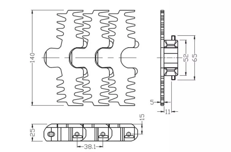 Plain Flexible Conveyor Chains Width 140mm