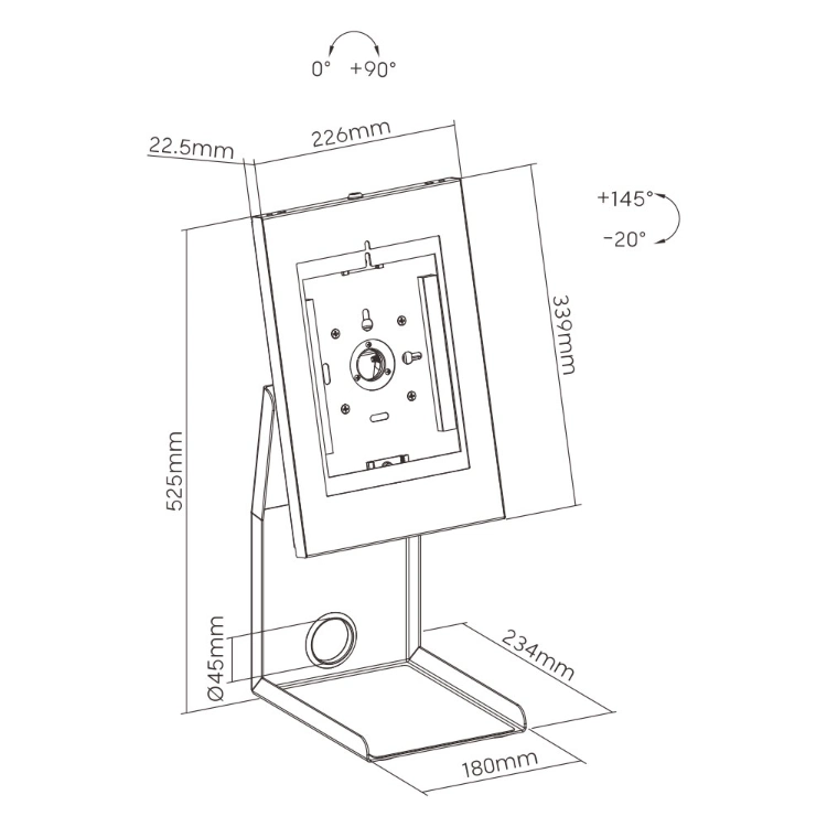 Adjustable Tilt Screen Rotate Anti-Theft MPOS Tablet Printer Stand