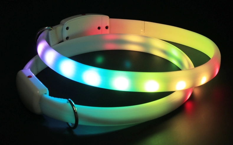 Customizable Waterproof Adjustable Rechargeable LED Flash Pet Dog Collar