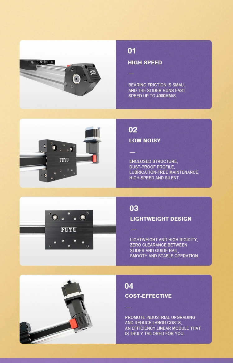 Aluminum Linear Module Belt Driven Actuator High Speed Rail Long Stroke Guide High Speed Linear Robot Linear Slide Linear Motion Linear Robot