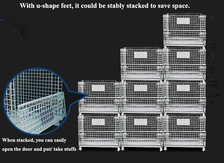 High Quality Collapsible Wire Mesh Pallet Cages Containers Manufacturing