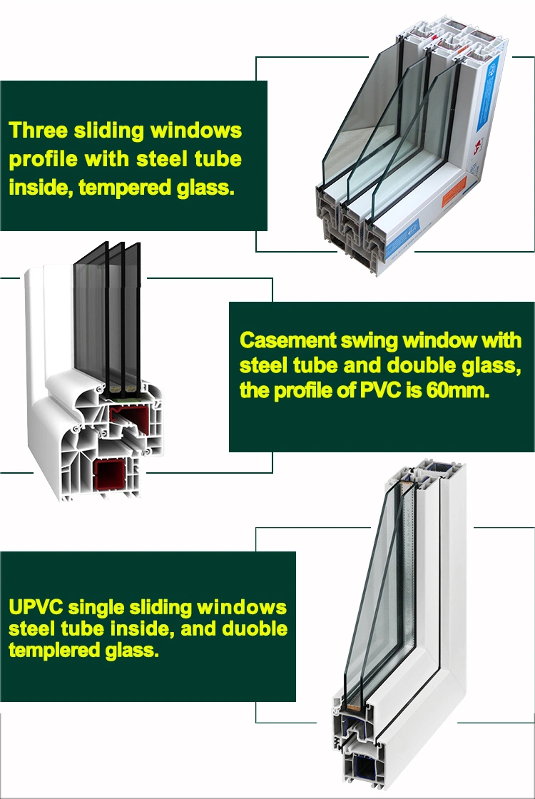 UPVC Window Grills Design Casement PVC Window