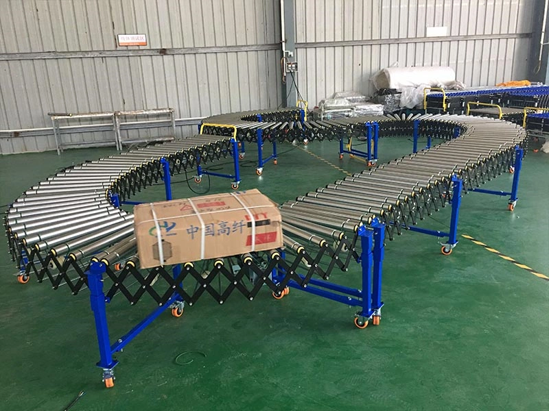 Guangzhou Factory Portable Expandable Telescopic Flexible Roller Conveyor Used for Transfer Boxes