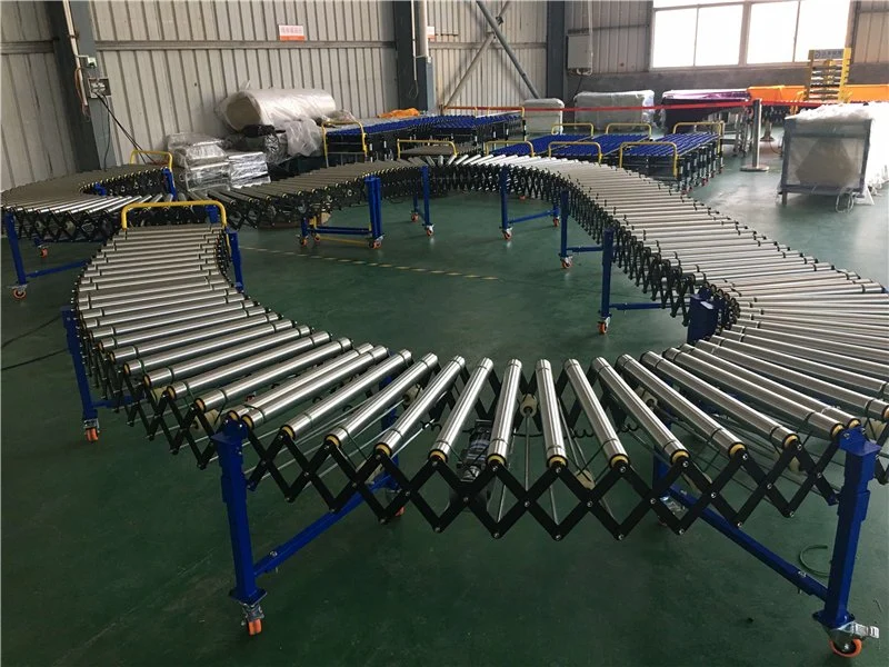 Guangzhou Factory Portable Expandable Telescopic Flexible Roller Conveyor Used for Transfer Boxes