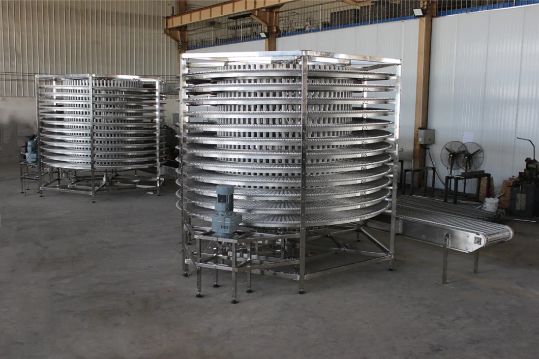 CE Approvaled Twin Drums Spiral Conveyor for Bread Cooling