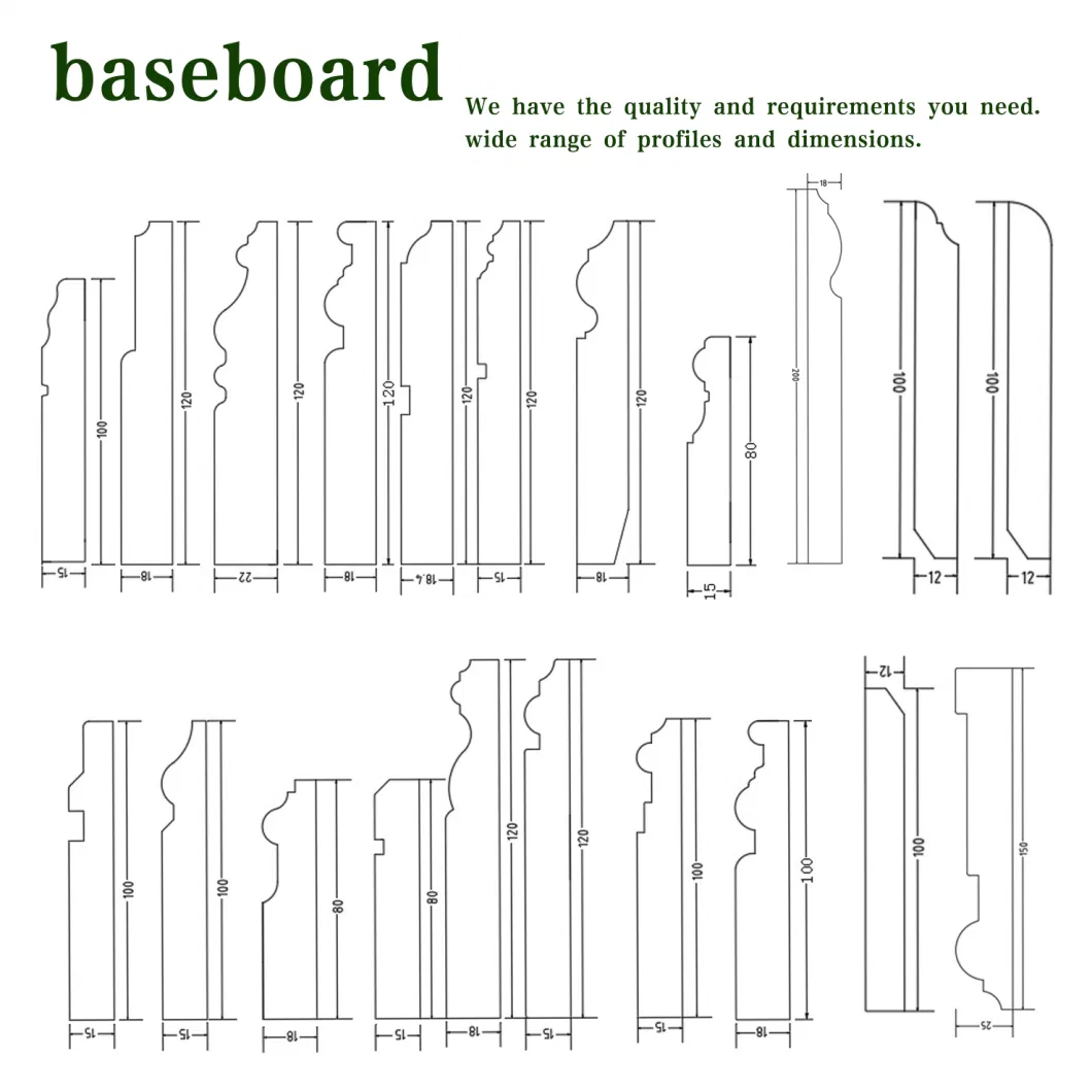 Wear Resistant Baseboard Moulding Crown Flat Trim Wood Decorative Ceiling Mouldings