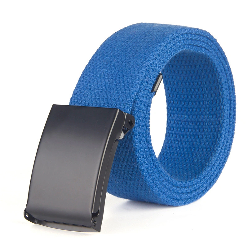 Webbing Canvas Outdoor Web Belt Premium Mens Canvas Belt with Flip-Top Solid Black Buckle