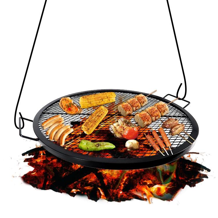 Swivel Campfire Grill Heavy Duty Steel Grate Over Fire Camp Grill with Carrying Bag for Outdoor Open Flame Cooking