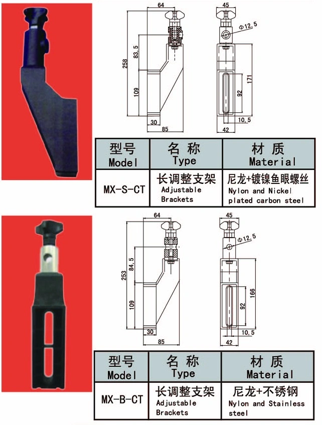 Guide Rail Adjustable Bracket with SUS202 Eyes Bolts for Conveyor Component