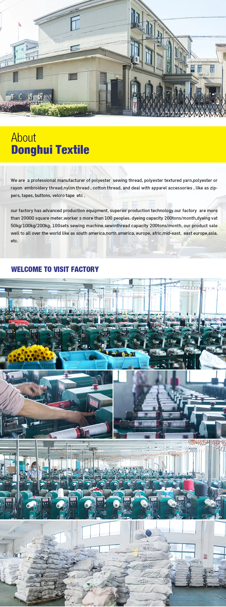 Factory Supplier Differfent Color OEM 100% Nylon Material Roll Thread Industrial Sewing Thread