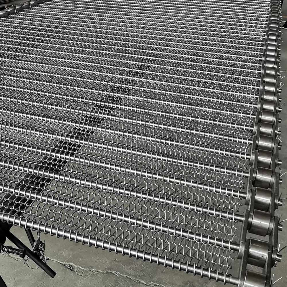 SS304 Chain Link Spring Wire Conveyor Belt for Tunnel Freezer