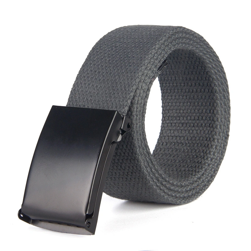 Webbing Canvas Outdoor Web Belt Premium Mens Canvas Belt with Flip-Top Solid Black Buckle