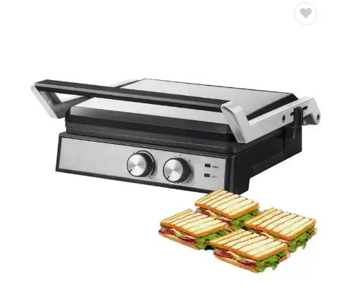 2000W Household Panini Maker 180 Degree Open Grill Press Grill with Adjustable Temperature Control Knob