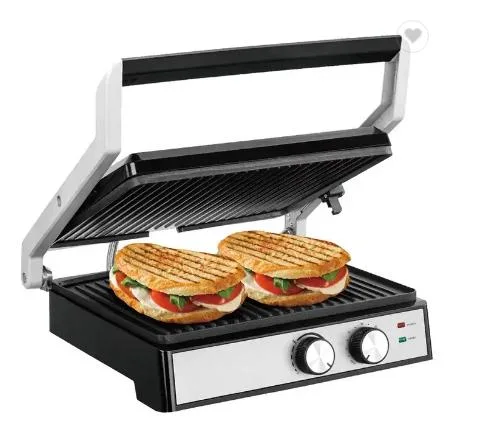 2000W Household Panini Maker 180 Degree Open Grill Press Grill with Adjustable Temperature Control Knob