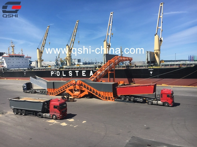 Qshi Ship Loader/Telestacker Conveyor with Truck Unloader for Bulk Ship Handling