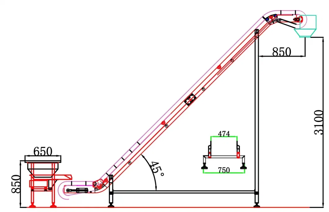 High Quality Inclined Elevator Machine for Frozen Food Transport