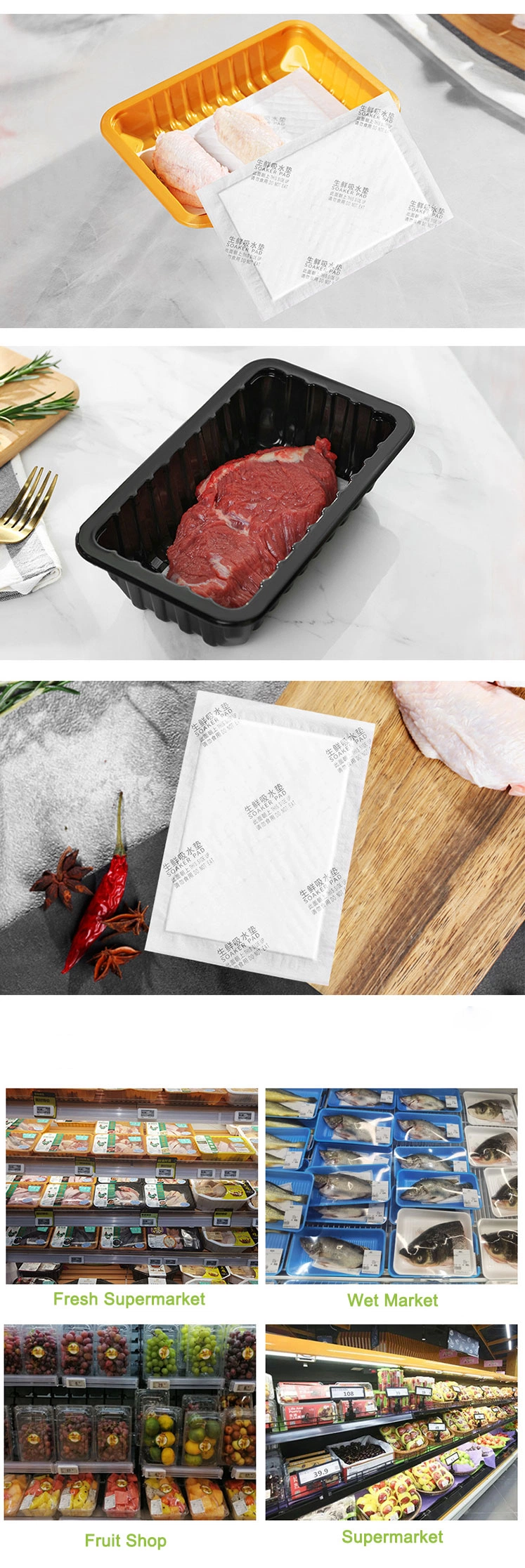 Wholesale High Quality Absorbent Meat Pad Meat Packaging Pad