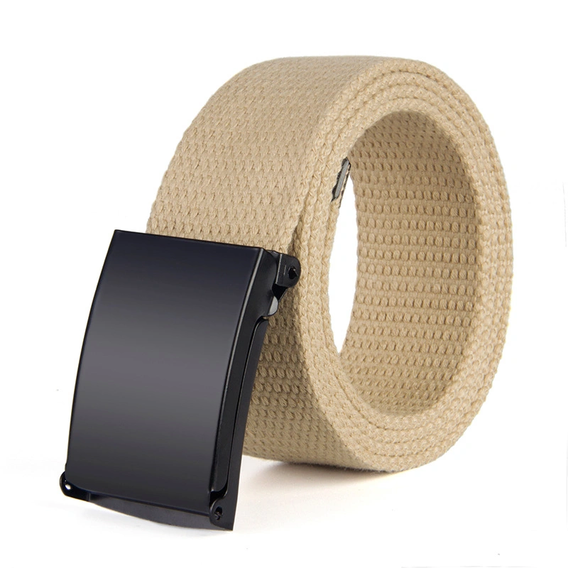 Webbing Canvas Outdoor Web Belt Premium Mens Canvas Belt with Flip-Top Solid Black Buckle