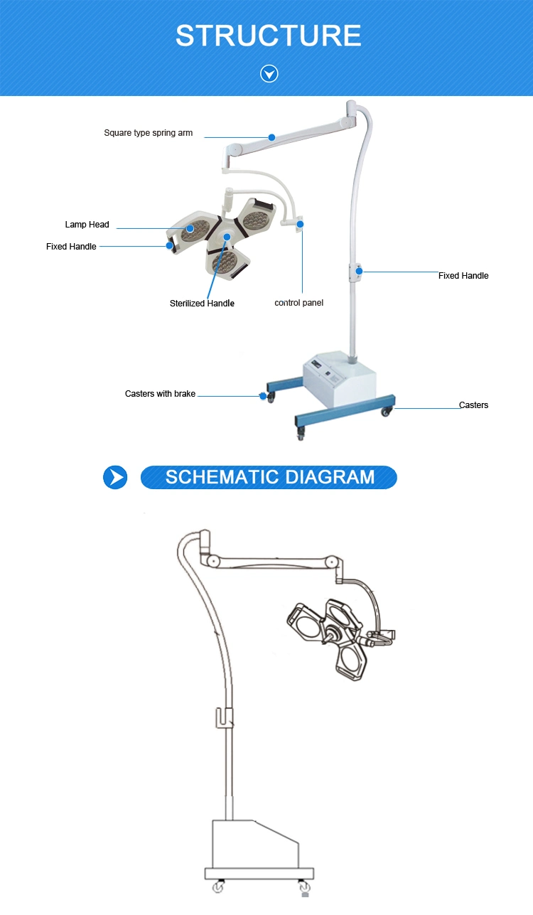 Mobile Adjust Color Temperature Portable LED Shadowless Operating Lamp Surgical Lighting with Battery (YD02-LED3E)