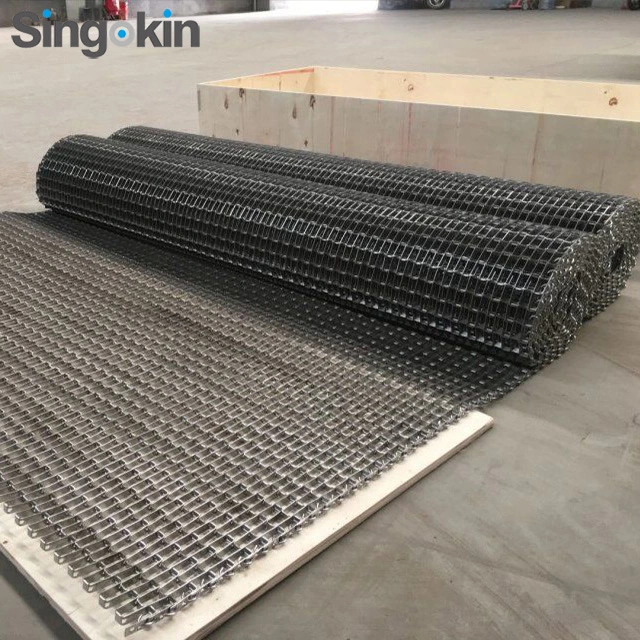 Separated with Curved Wire Mesh Conveyor Food Grade Stainless Steel Wire Metal Conveyor Belt