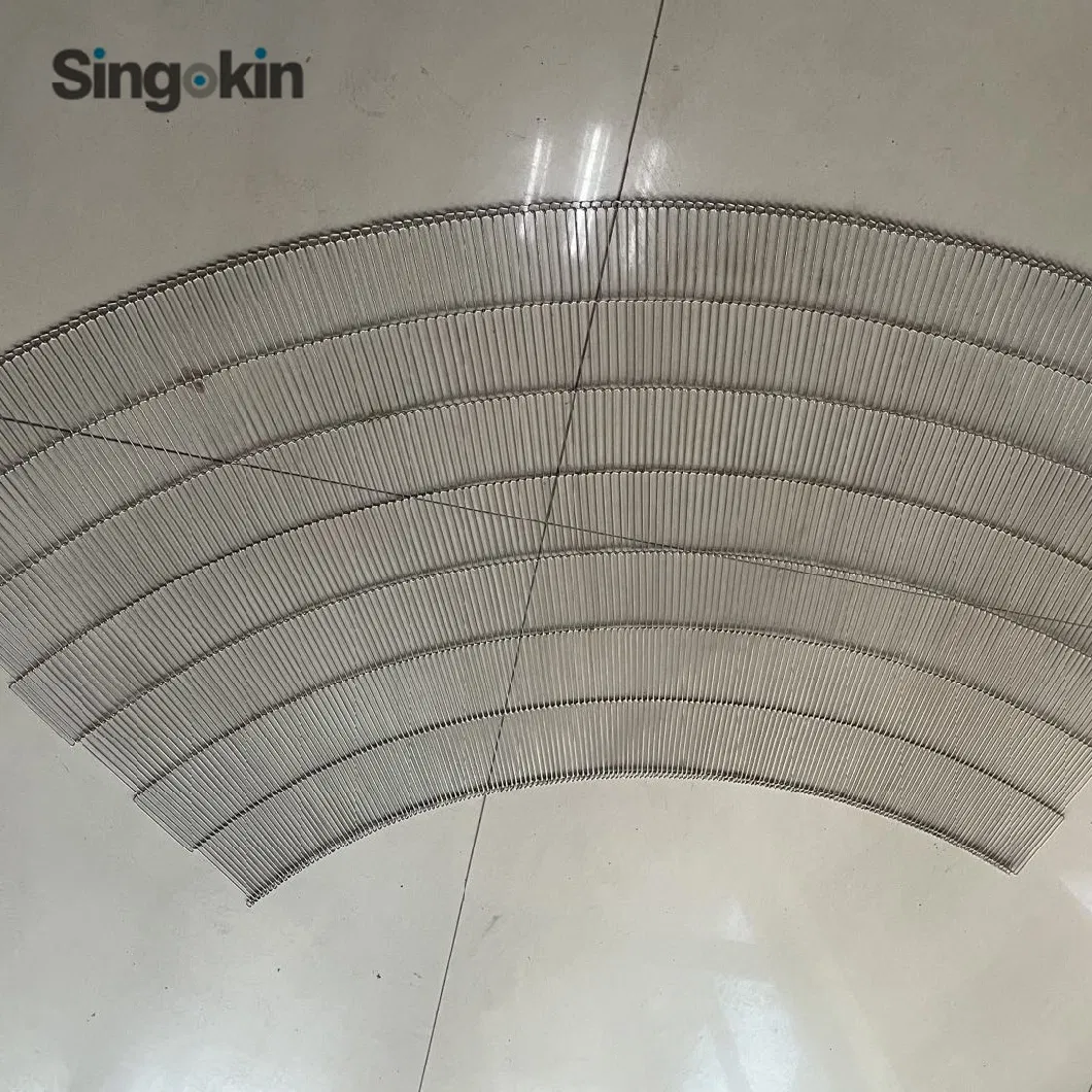 Separated with Curved Wire Mesh Conveyor Food Grade Stainless Steel Wire Metal Conveyor Belt