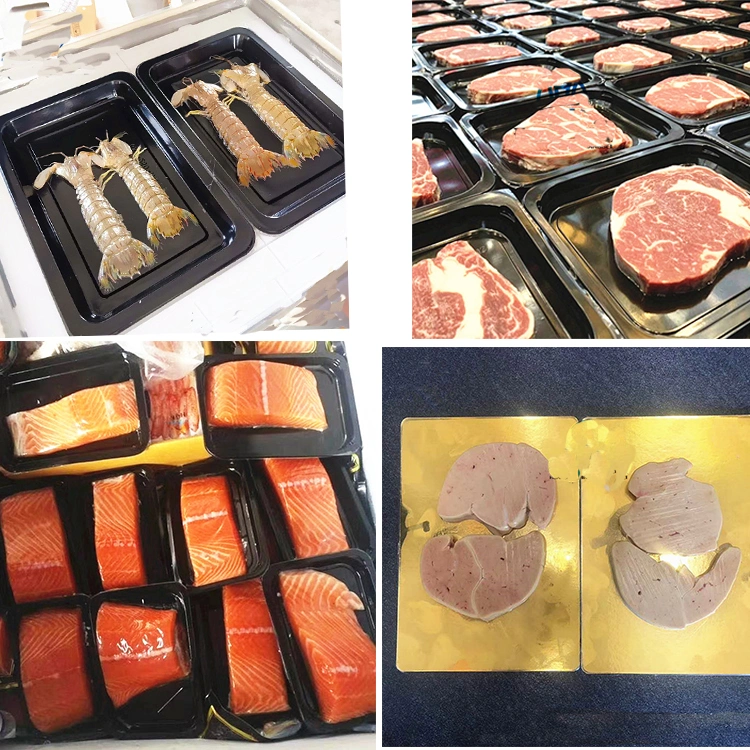 Automatic Cooked Food Pork Meat Vacuum Skin Packaging Machine Seafood Skin Packaging Machine Fish Skin Vacuum Package Machinery