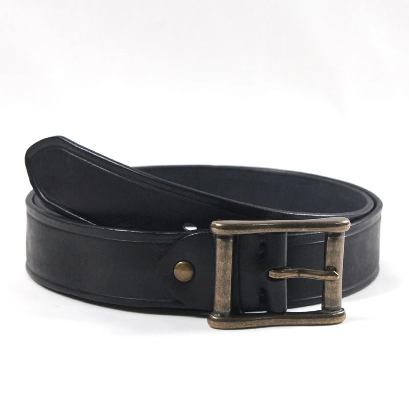 4.0cm Width Men Jeans Genuine Top Grain Cow Hide Leather Belt with Solid Brass Buckle