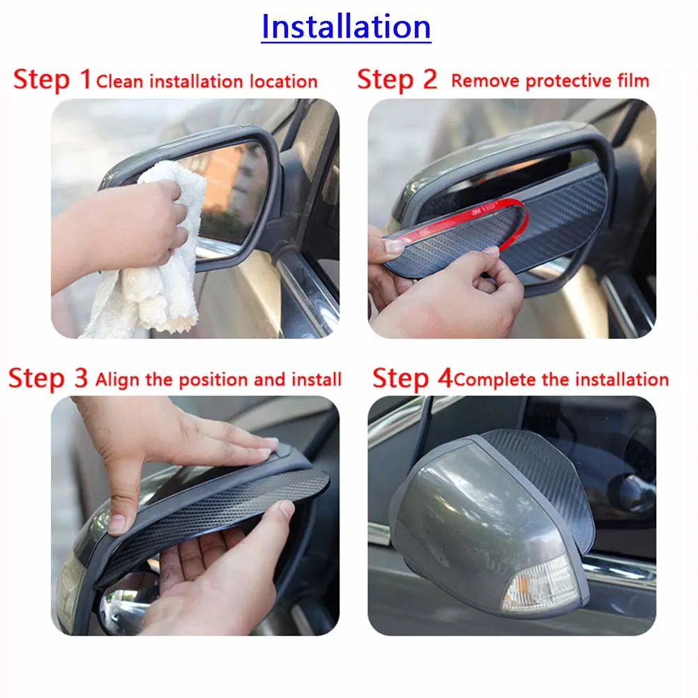 Car Side Mirror Carbon Fiber Texture Eyebrow Auto Visor Smoke Guard Wbb13046