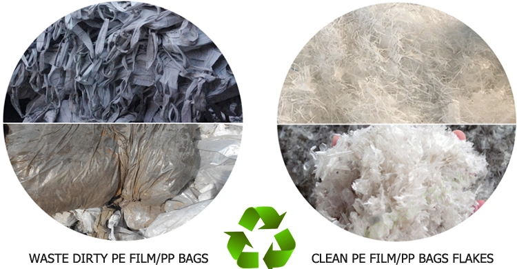 High Quality Waste Plastic PP PE Film/Jumbo Woven Bags/Garbage PET Bottle Flake /Drum/Pallet/Rubber/Lump/PVC Pipe/ Crushing Washing Recycling Line