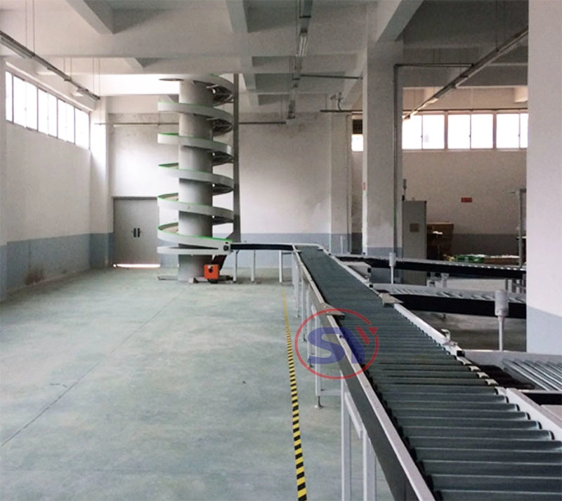 Vertical Transport Spiral Chute Screw Conveyor for Crates Cartons