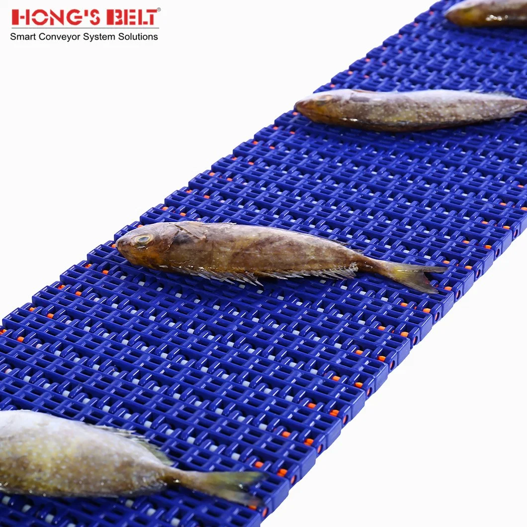 Hongsbelt Flush Grid Modular Plastic Conveyor Belt for Seafood Processing